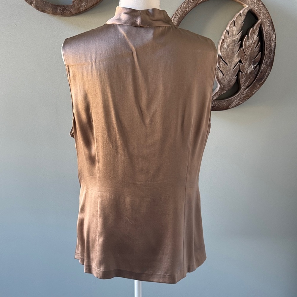 Classiques Entier  Silk Satin Bronze Sleeveless Blouse. Size XL - Picture 4 of 8